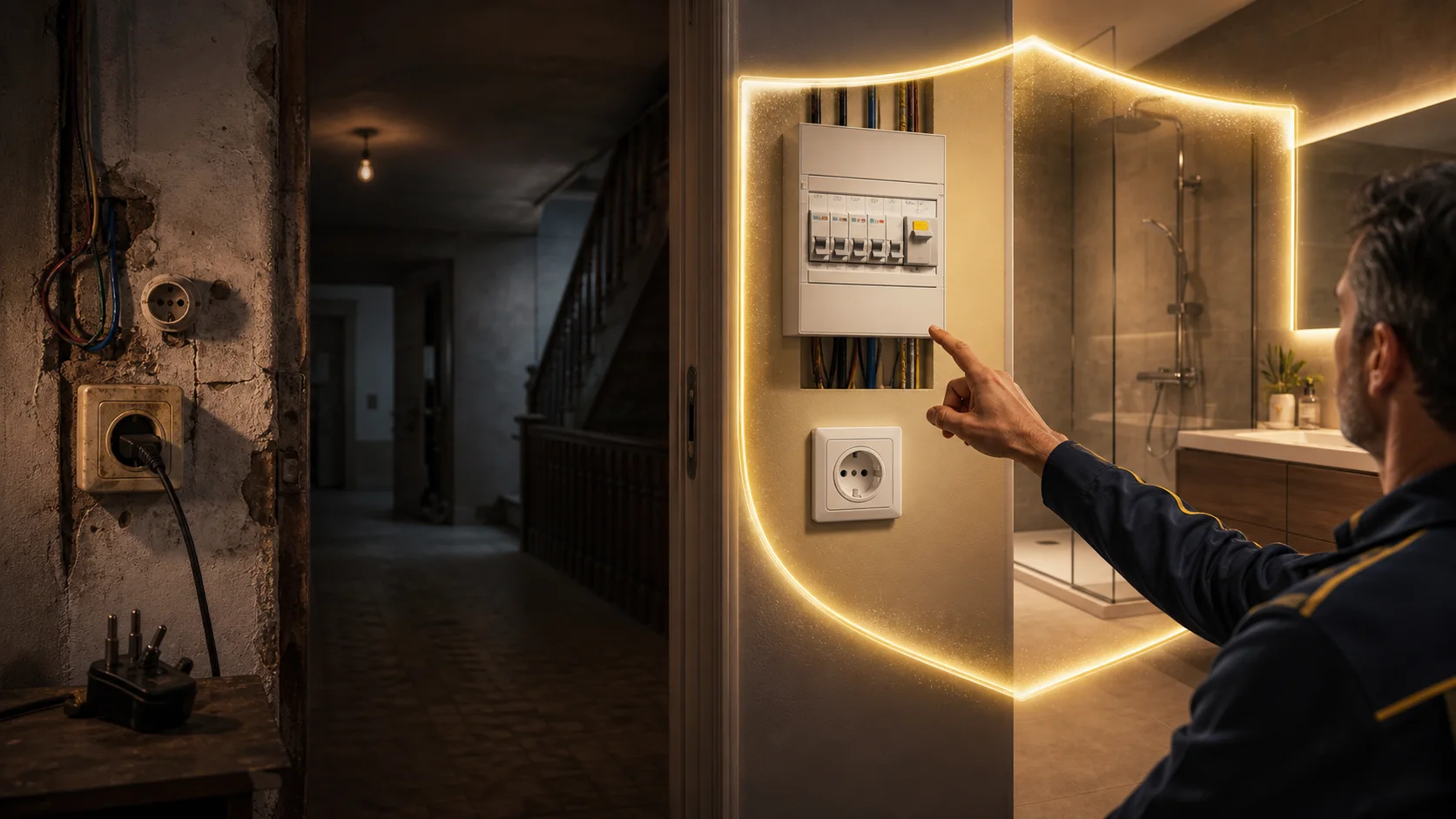 Comparaison entre une installation ancienne et les protections ciblées ajoutées pour sécuriser le logement