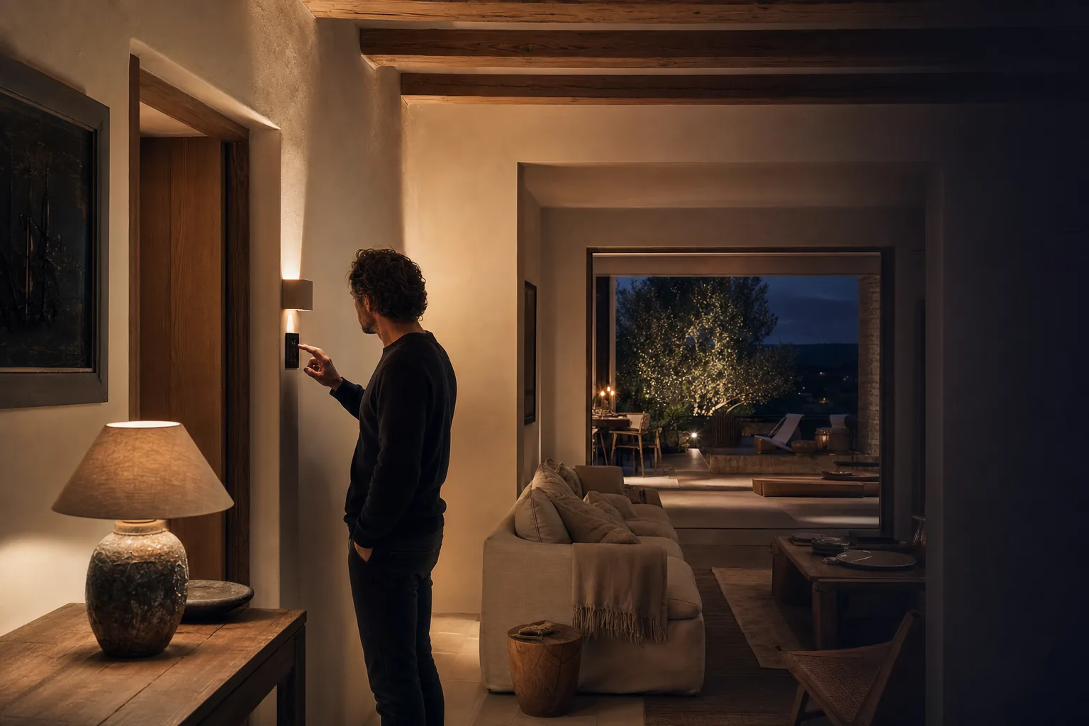 Intérieur contemporain à l’éclairage chaleureux